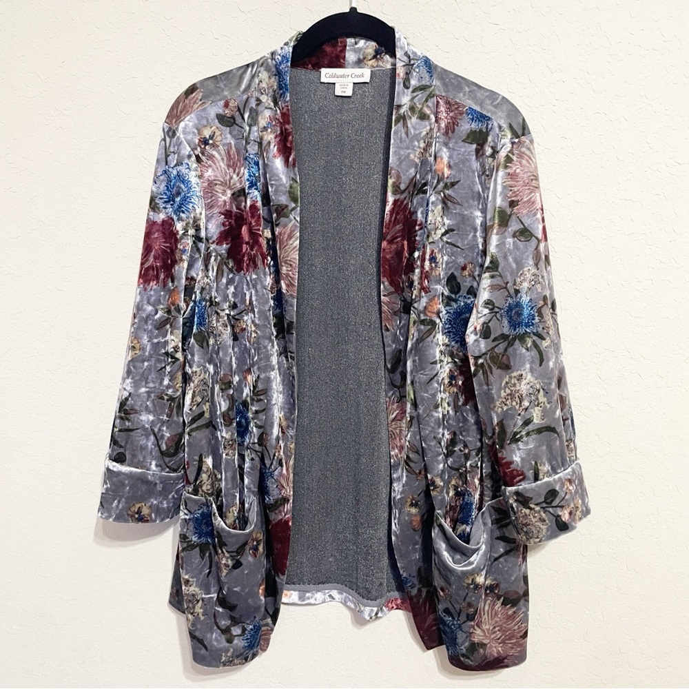 Coldwater Creek Multicolor Velvet Cardigan kimono MP